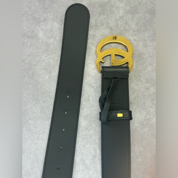 Gucci 2015 Re Edition Wide Leather Belt Gg Double Marmont Black 400593 70/28 - Picture 7 of 11